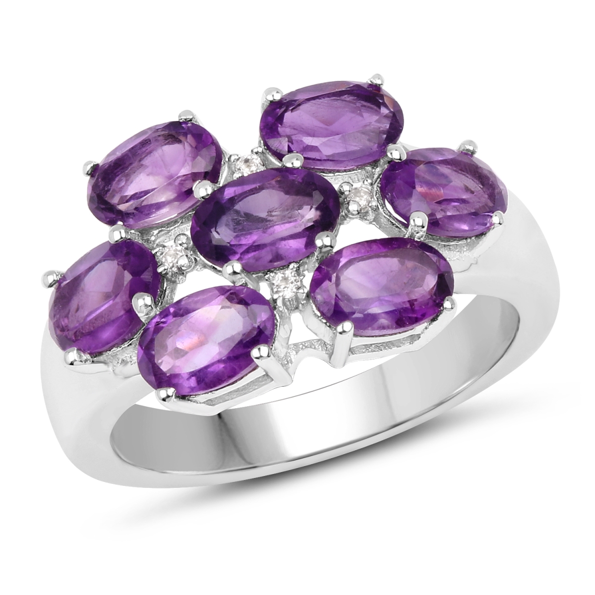 Picture of HauteFacets QR19209AWT-SSR-6 3.05 Carat Sterling Silver Oval Ring  Purple - Size 6