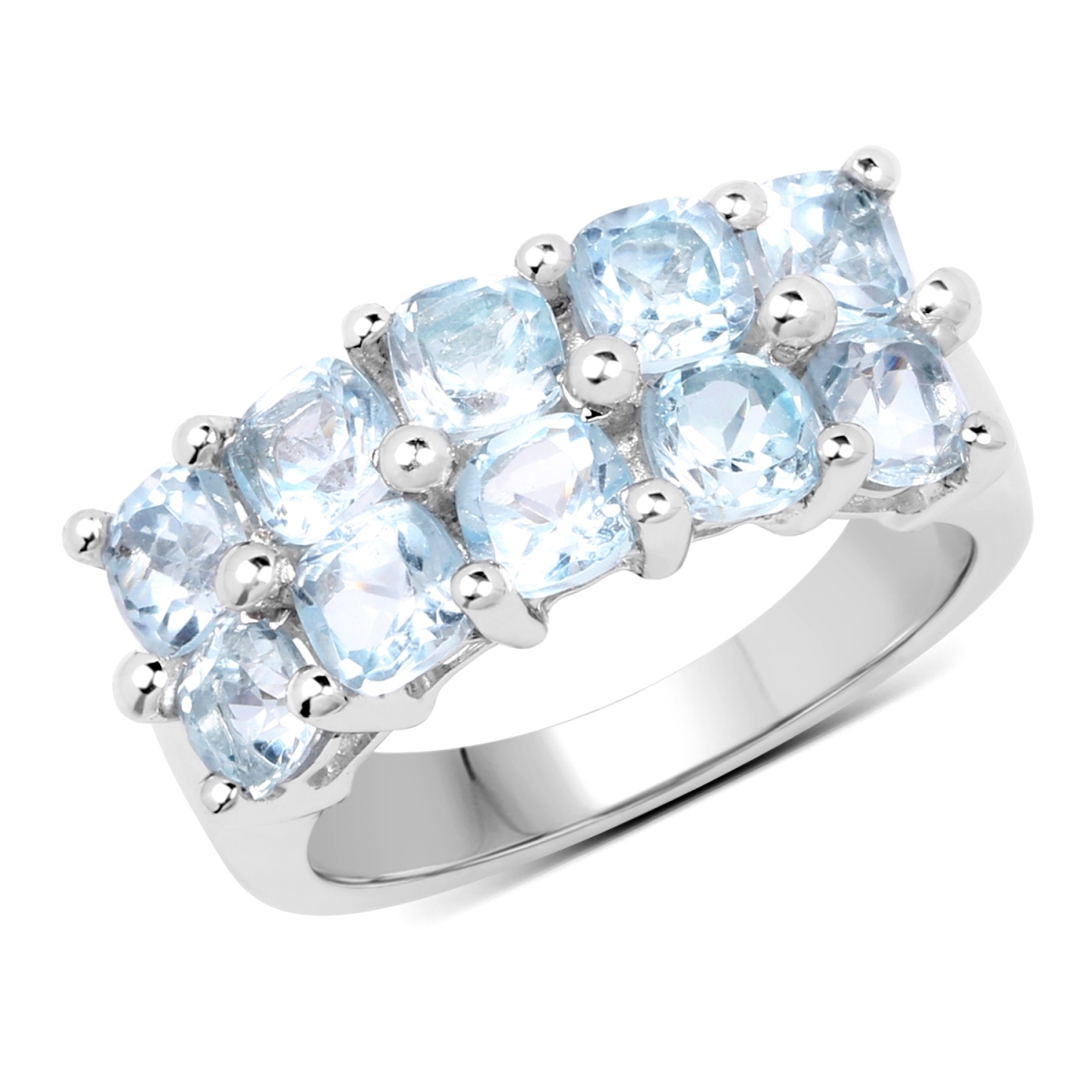 Picture of HauteFacets QR19250BT-SSR-8 3.6 Carat Sterling Silver Cushion Ring  Blue - Size 8
