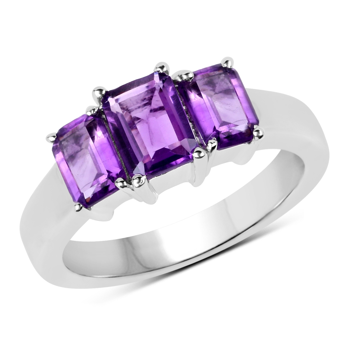 Picture of Malaika QR19032A-SSR-7 2.1 Carat Sterling Silver Emerald Ring&#44; Purple - Size 7