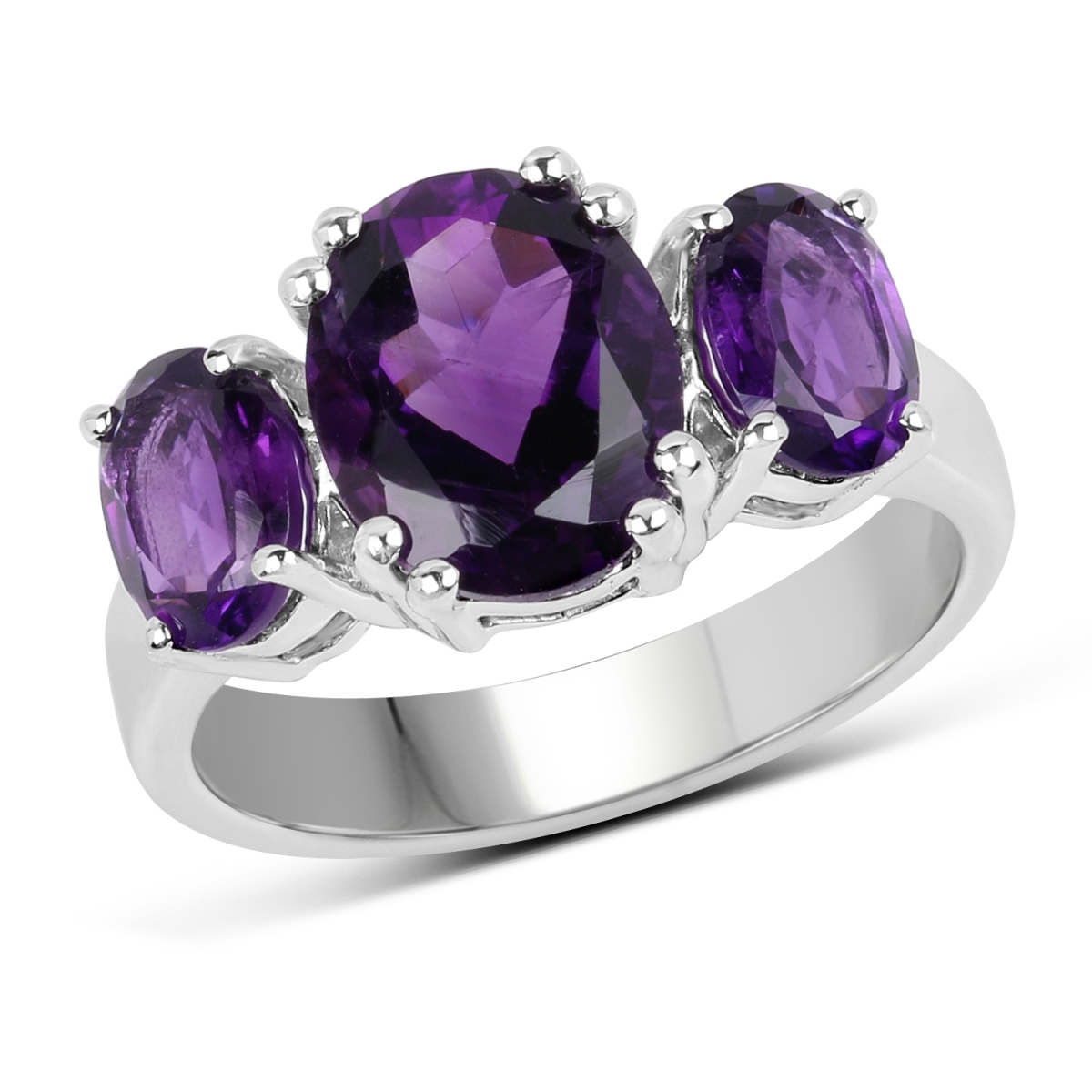 Picture of HauteFacets QR19066A-SSR-7 3.8 Carat Sterling Silver Oval Ring  Purple - Size 7