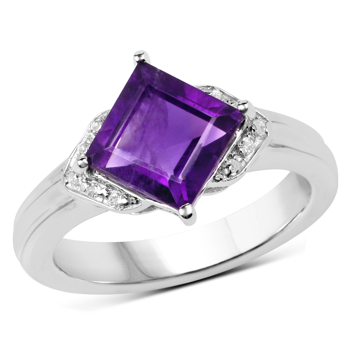 Picture of Malaika QR19091AWT-SSR-6 Sterling Silver Square Ring&#44; Purple - Size 6
