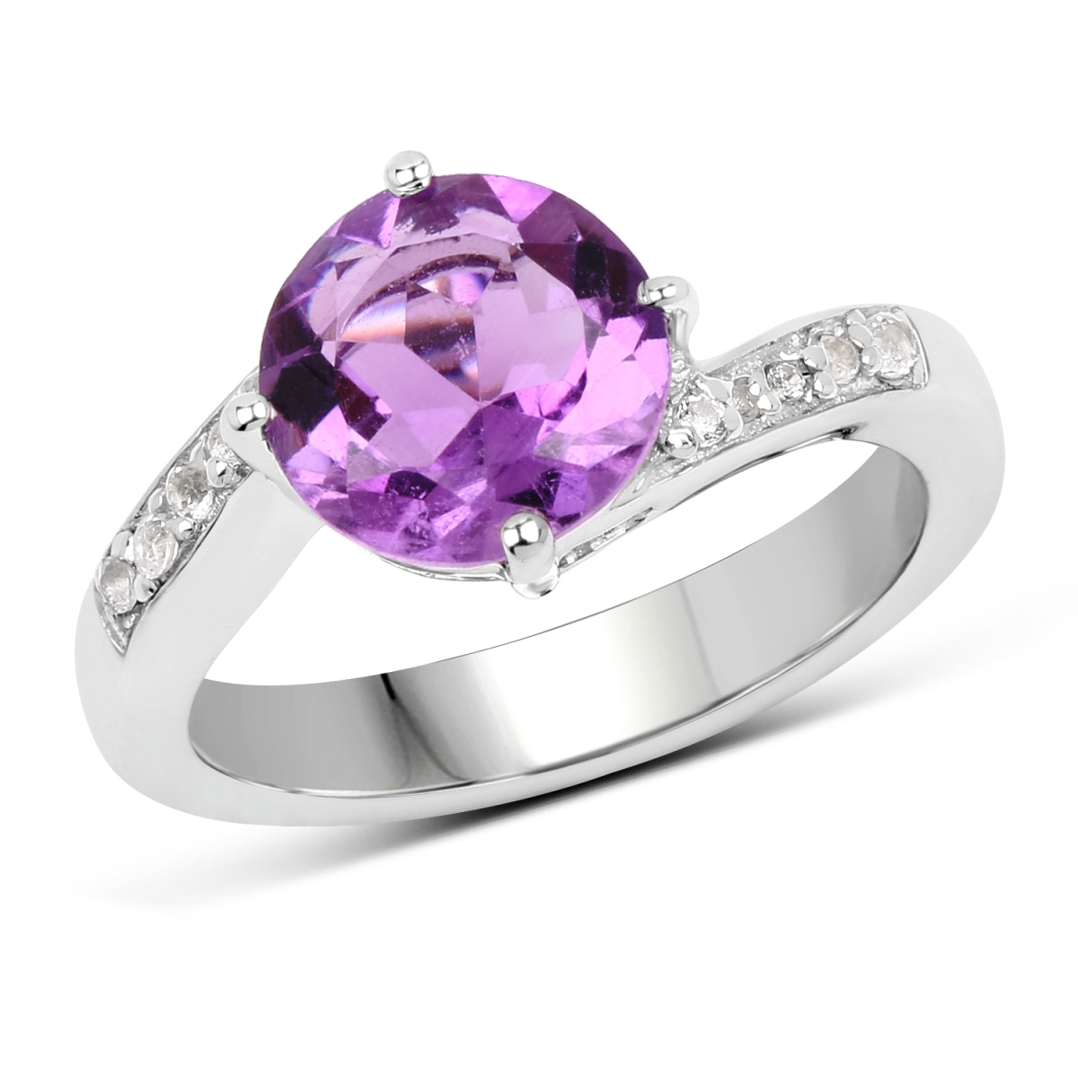 Picture of Malaika QR19149AWT-SSR-7 925 Carat Sterling Silver Round Ring&#44; Purple - Size 7