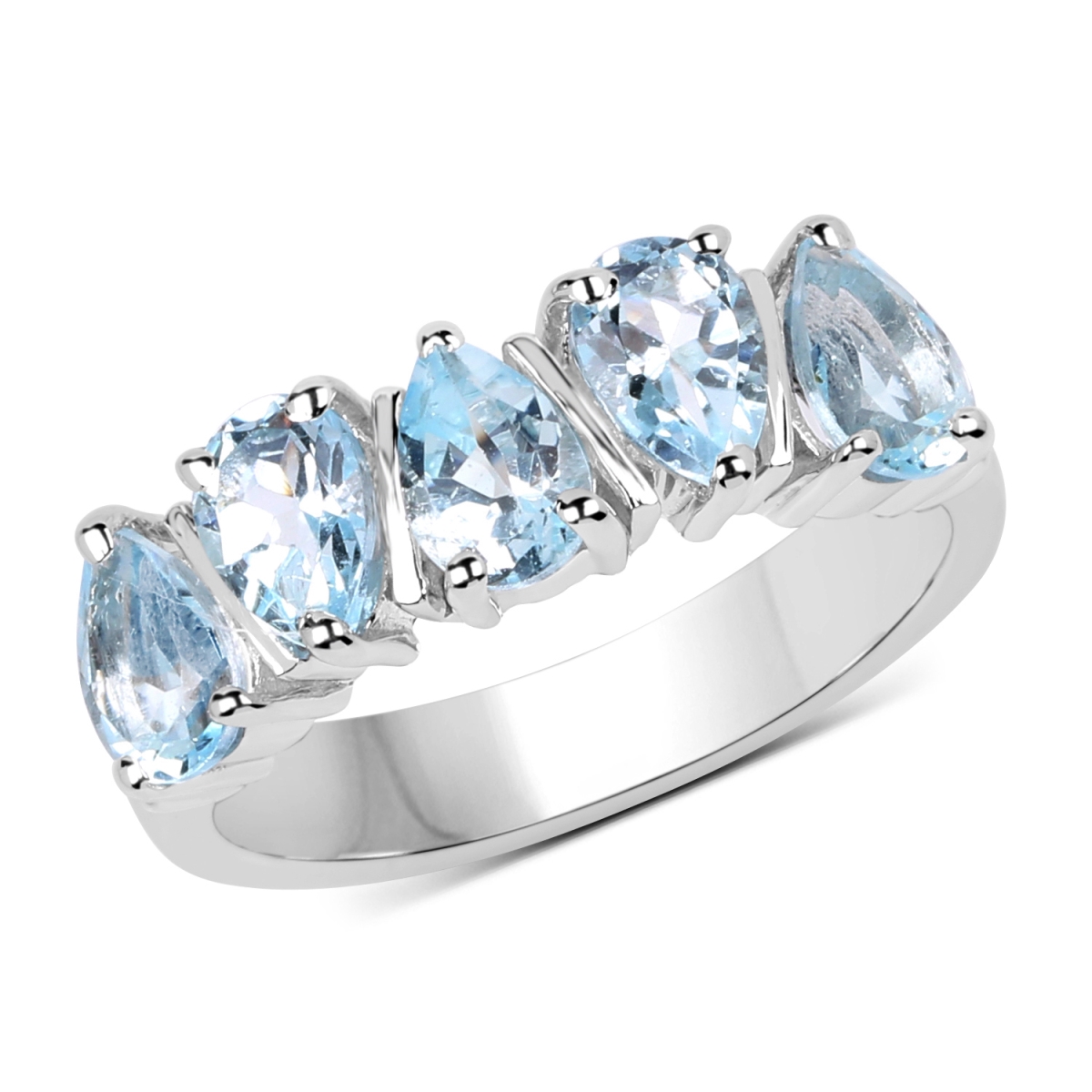 Picture of Malaika QR19029BT-SSR-6 2.625 Carat Sterling Silver Pear Ring with One Gems Stone&#44; Blue - Size 6