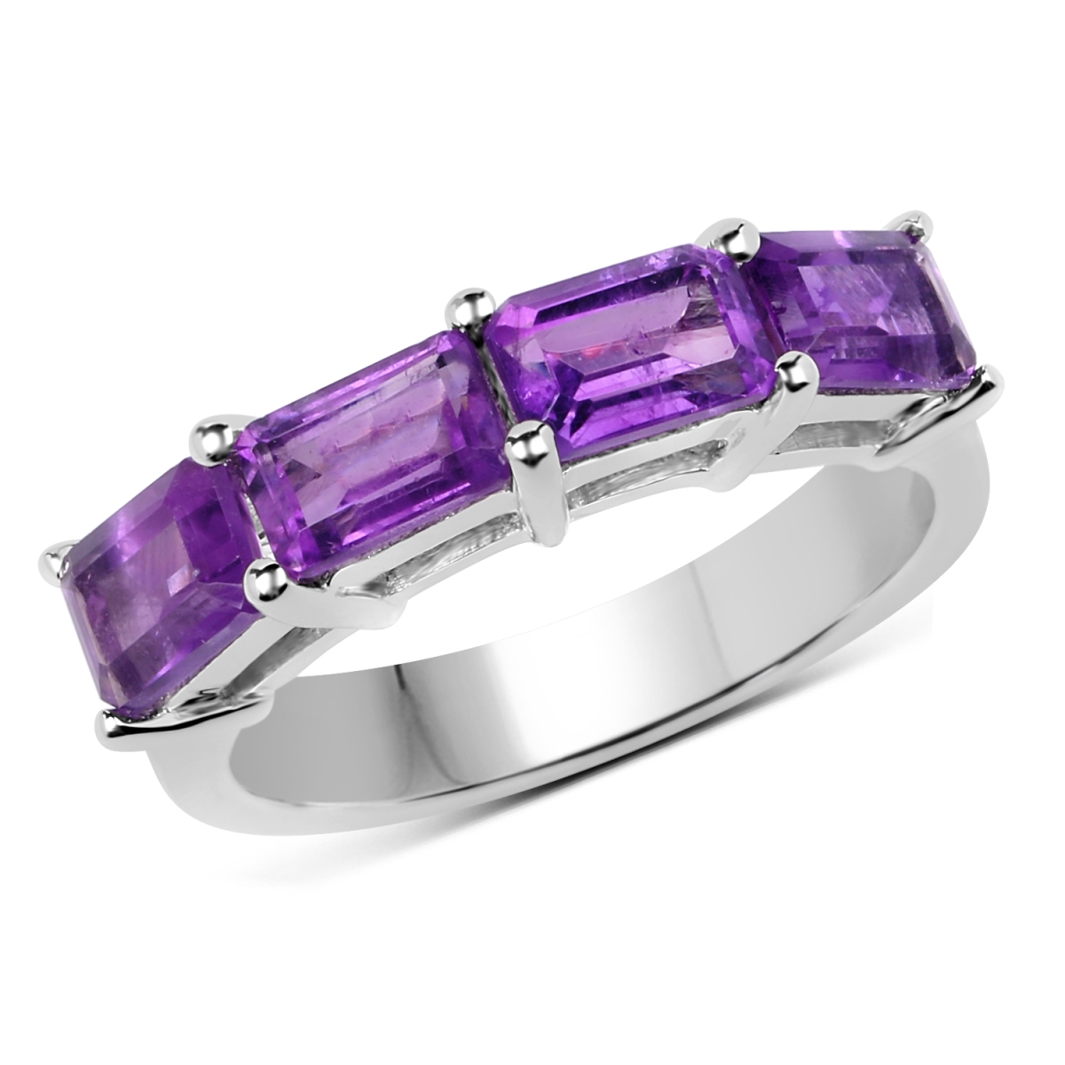Picture of HauteFacets QR19031A-SSR-8 .2 Carat Sterling Silver Emerald Ring  Purple - Size 8