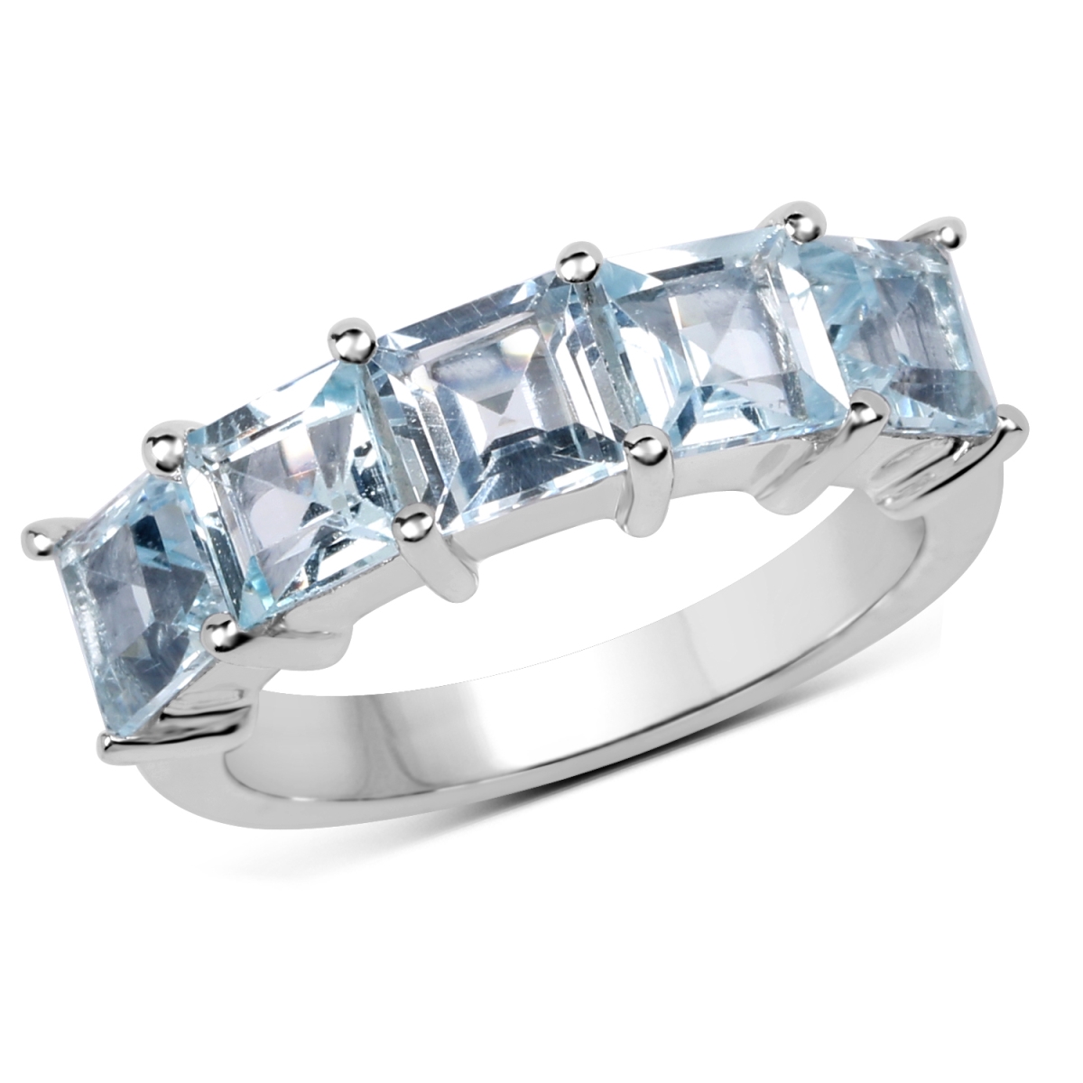 Picture of Malaika QR19034BT-SSR-8 3 .75 Carat Sterling Silver Square Ring&#44; Blue - Size 8
