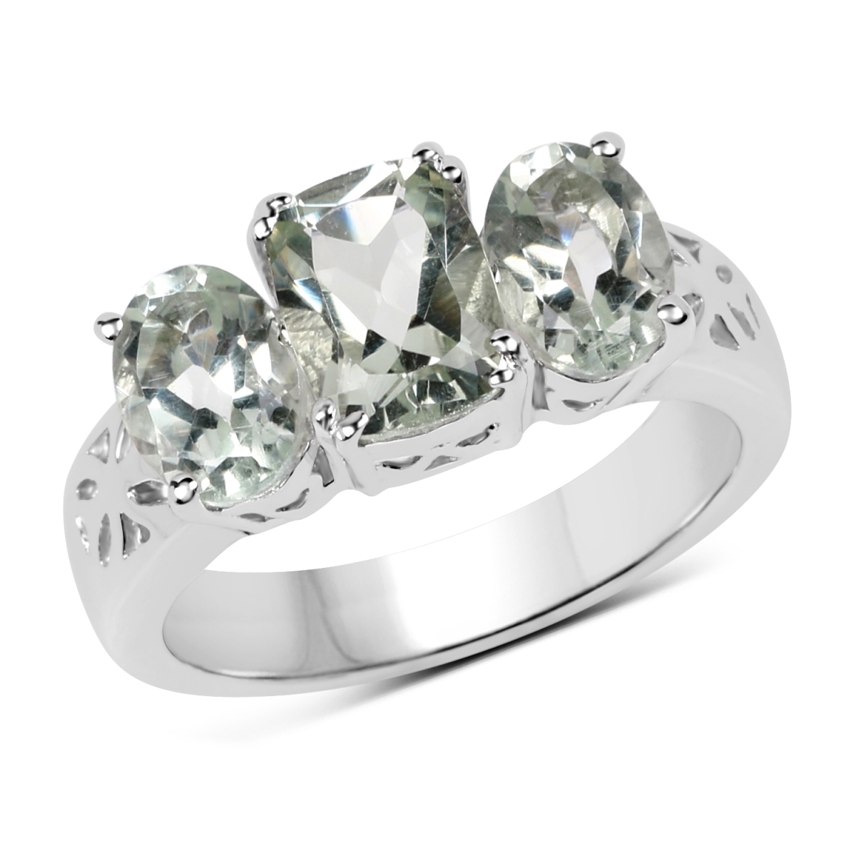 Picture of HauteFacets QR19035GA-SSR-8 2.625 Carat Sterling Silver Cushion Ring  Green - Size 8