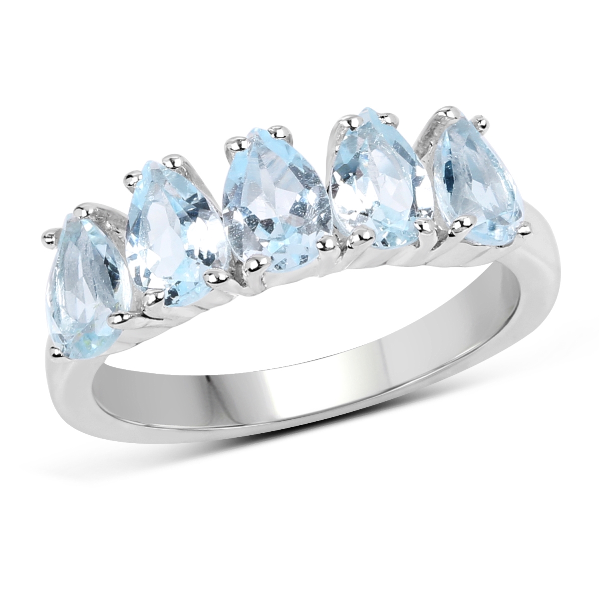 Picture of Malaika QR19040BT-SSR-6 2.625 Carat Sterling Silver Pear Ring with One Gems Stone&#44; Blue - Size 6