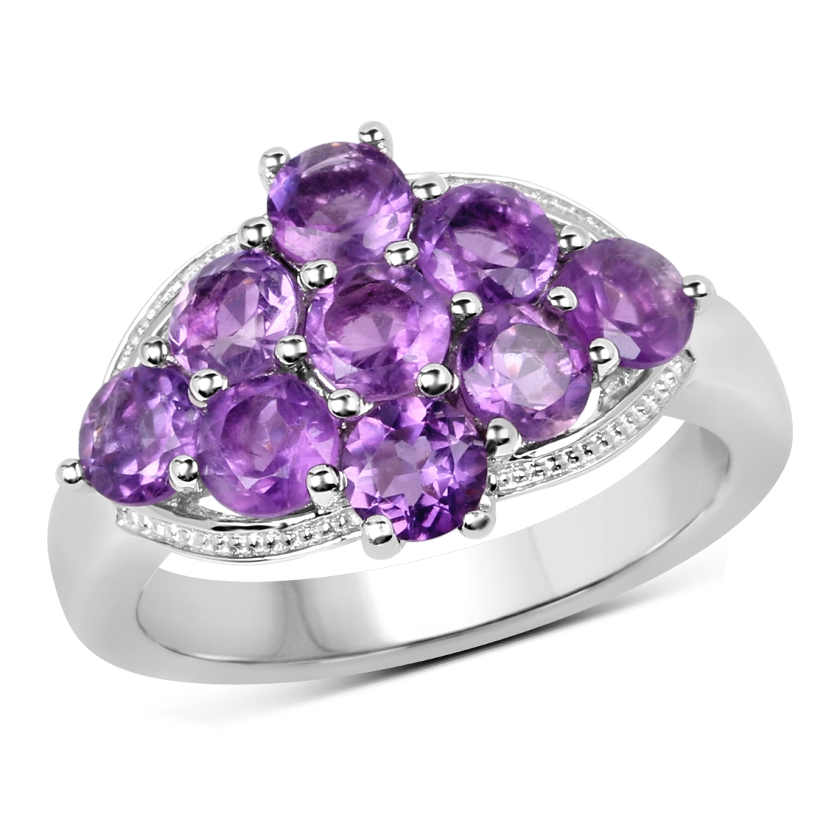 Picture of HauteFacets QR19054A-SSR-6 2.16 Carat Genuine Amethyst 925 Sterling Silver Ring  Purple - Size 6
