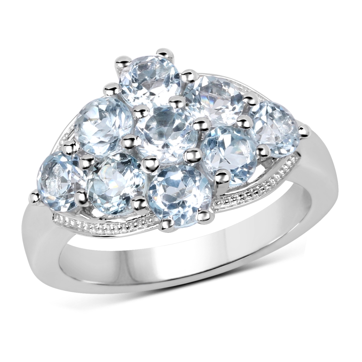 Picture of Malaika QR19054BT-SSR-6 2.88 Carat Genuine Blue Topaz 925 Sterling Silver Round Ring with One Gems Stone&#44; Blue - Size 6