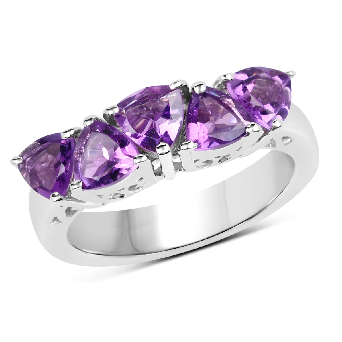 Picture of HauteFacets QR19058A-SSR-6 2.00 Carat Genuine Amethyst 925 Sterling Silver Ring  Purple - Size 6