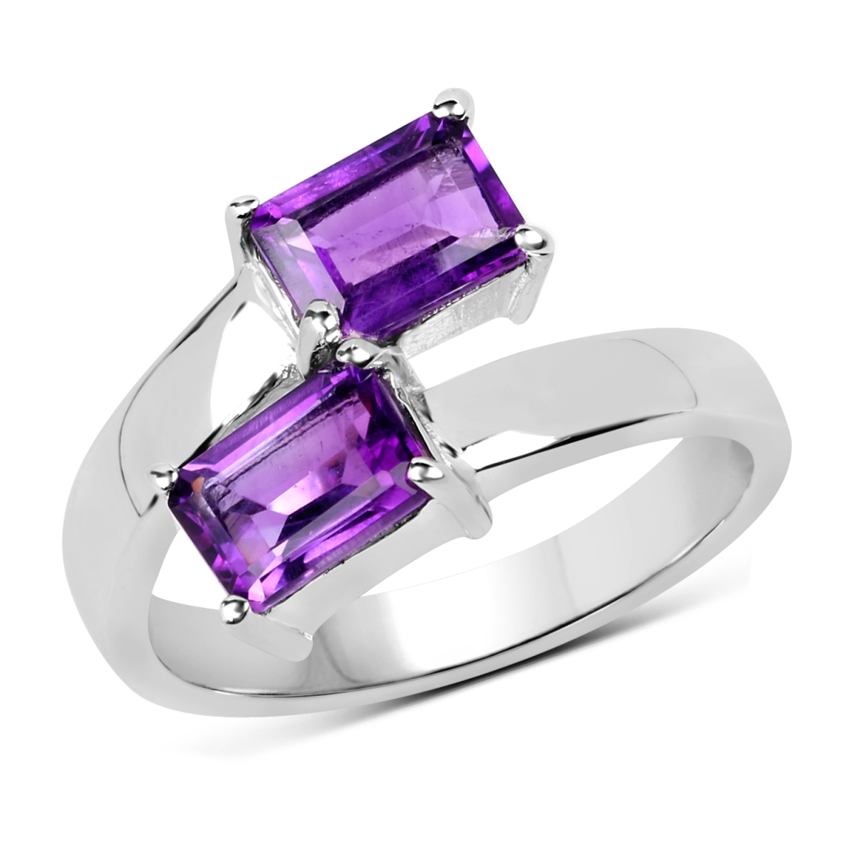 Picture of HauteFacets QR19064A-SSR-7 0925 Carat Sterling Silver Emerald Ring  Purple - Size 7