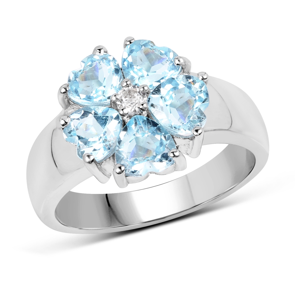 Picture of Malaika QR19095BTWT-SSR-6 Sterling Silver Ring&#44; Blue - Size 6