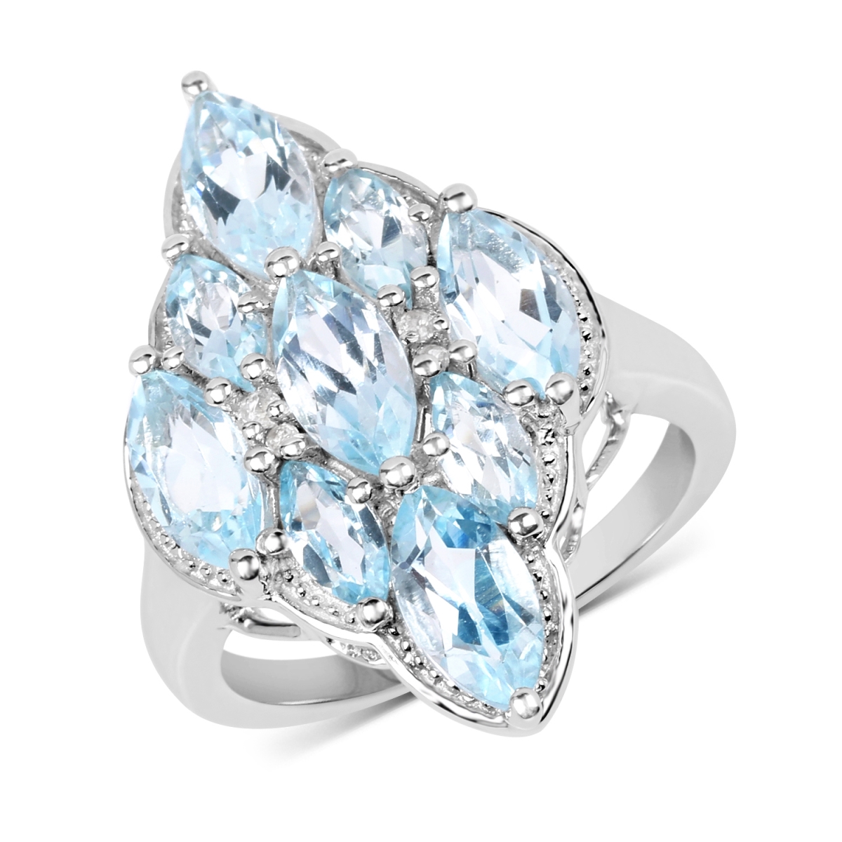 Picture of Malaika QR19147BT-SSR-6 4.30 Carat Sterling Silver Marquise Ring with One Gems Stone&#44; Blue - Size 6
