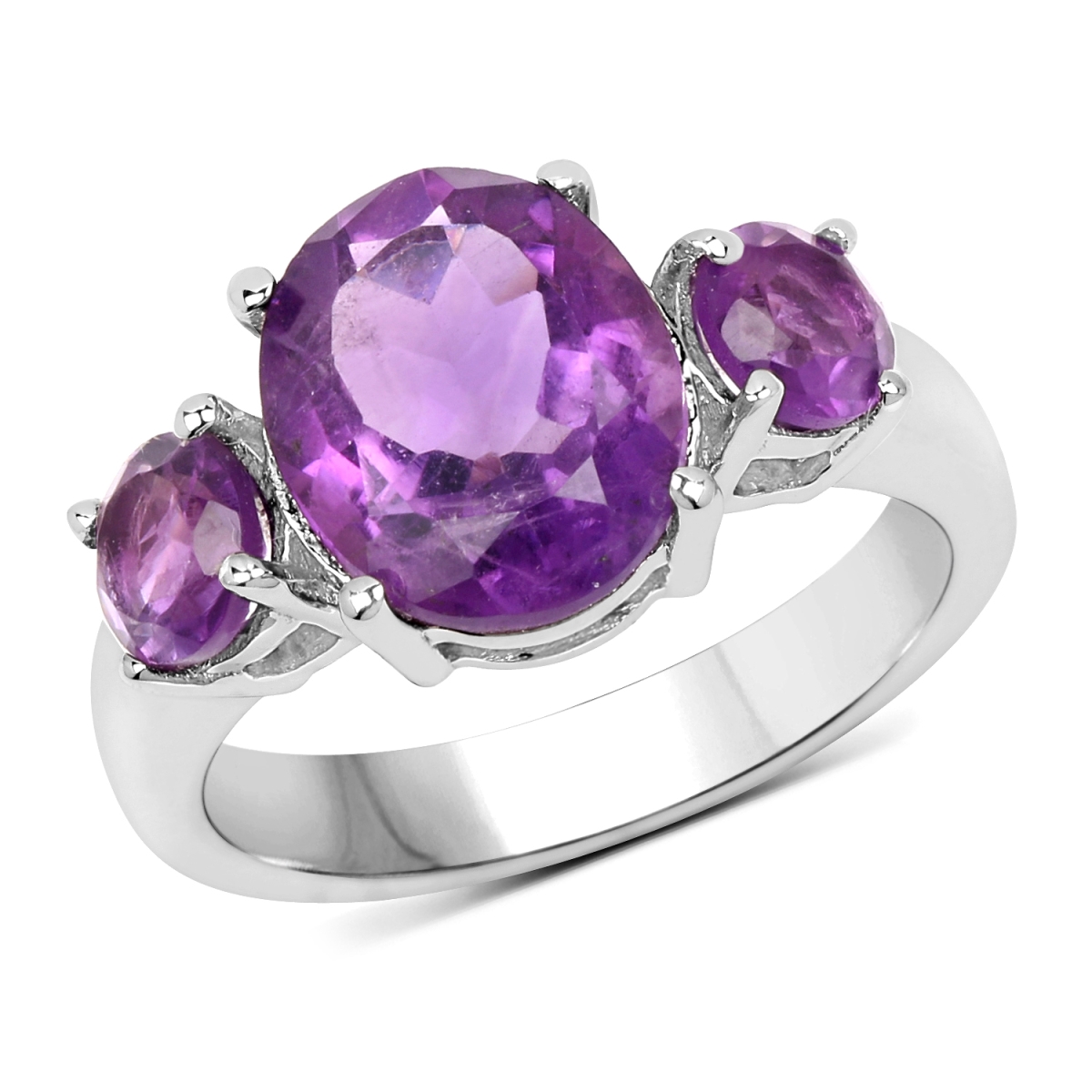 Picture of HauteFacets QR19207A-SSR-6 4.1 Carat Sterling Silver Oval Ring  Purple - Size 6