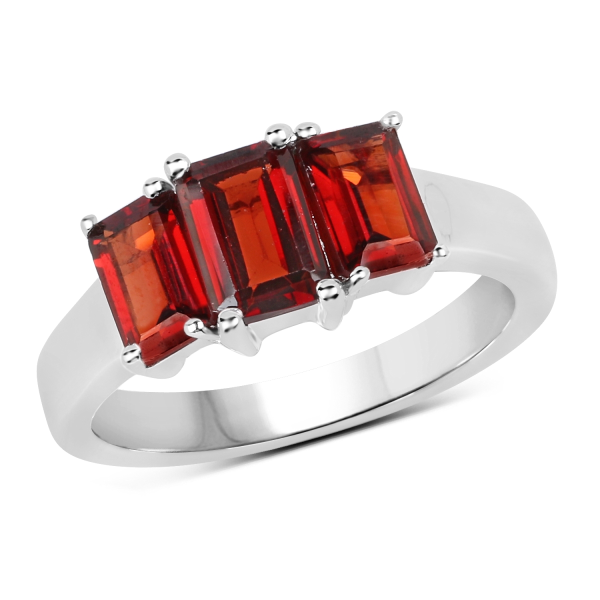 Picture of HauteFacets QR19032G-SSR-7 2.875 Carat Sterling Silver Emerald Ring  Red - Size 7