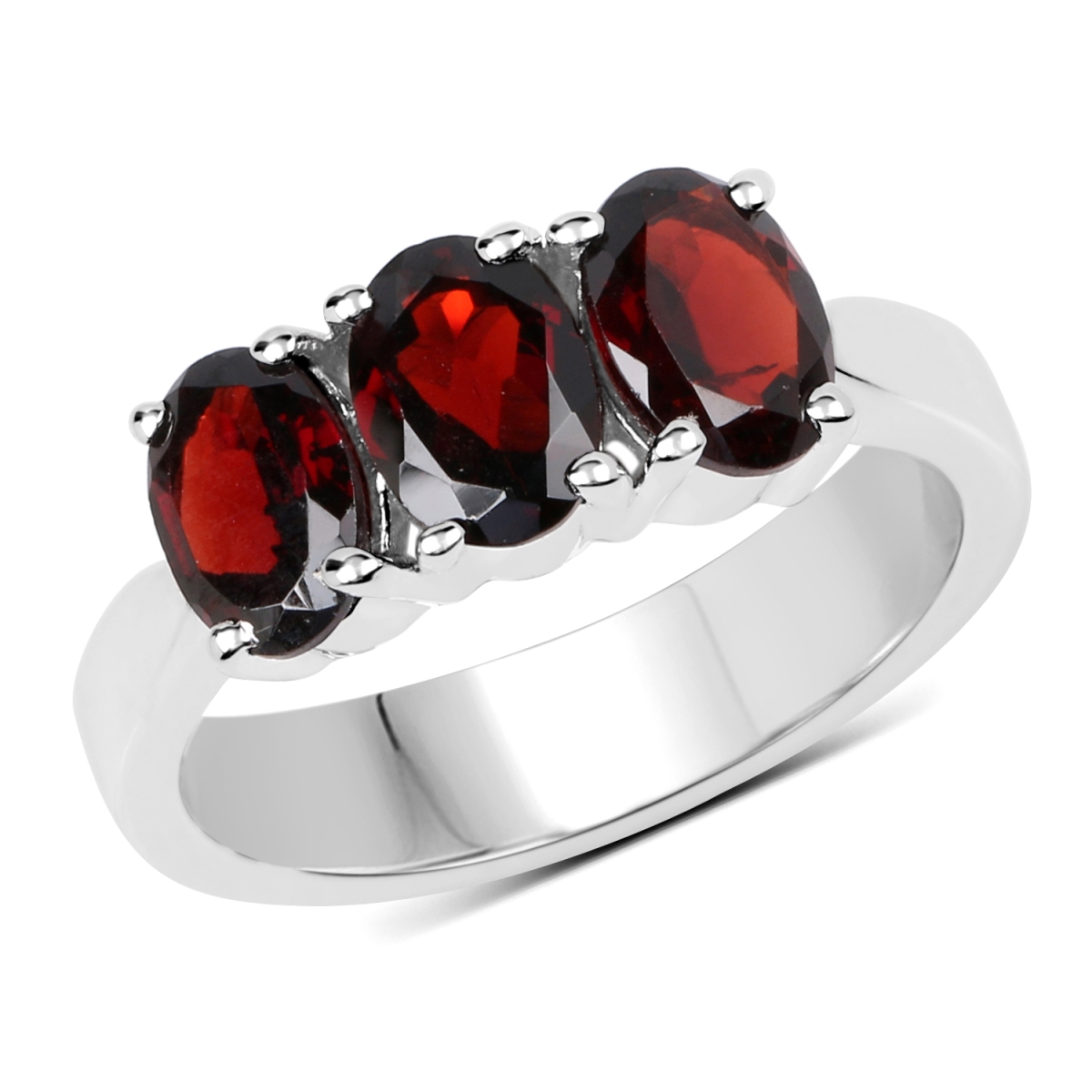 Picture of Malaika QR19037G-SSR-8 2.875 Carat Sterling Silver Oval Ring&#44; Red - Size 8