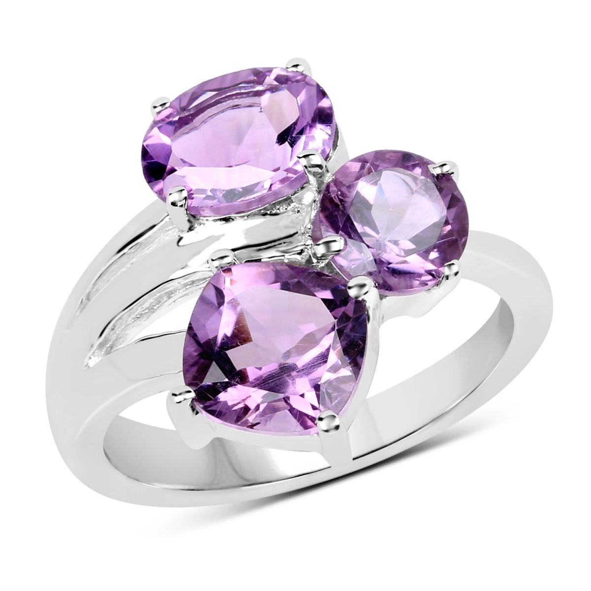 Picture of Malaika QR19038A-SSR-8 3.1 Carat Sterling Silver Cushion Ring&#44; Purple - Size 8