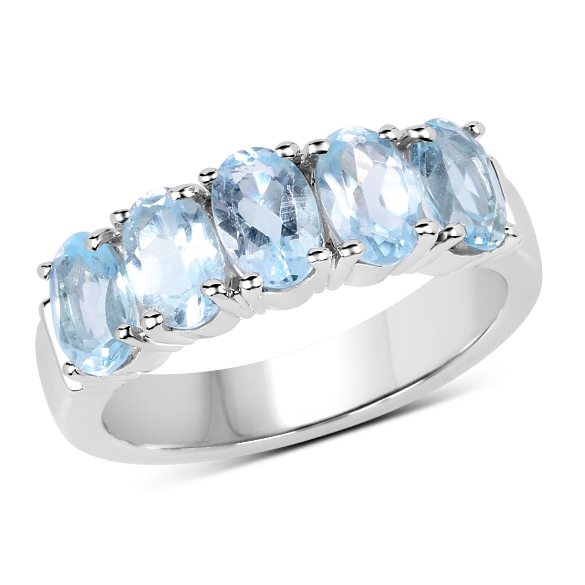 Picture of Malaika QR19041BT-SSR-8 .6 Carat Sterling Silver Oval Ring&#44; Blue - Size 8