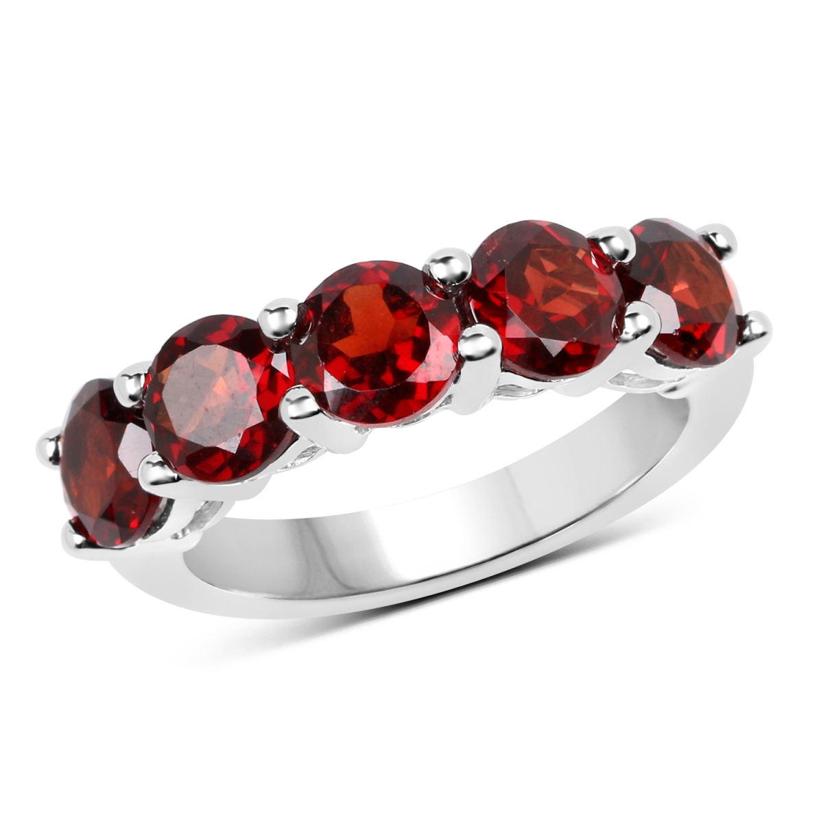 Picture of HauteFacets QR19042G-SSR-7 3.75 Carat Sterling Silver Ring  Red - Size 7