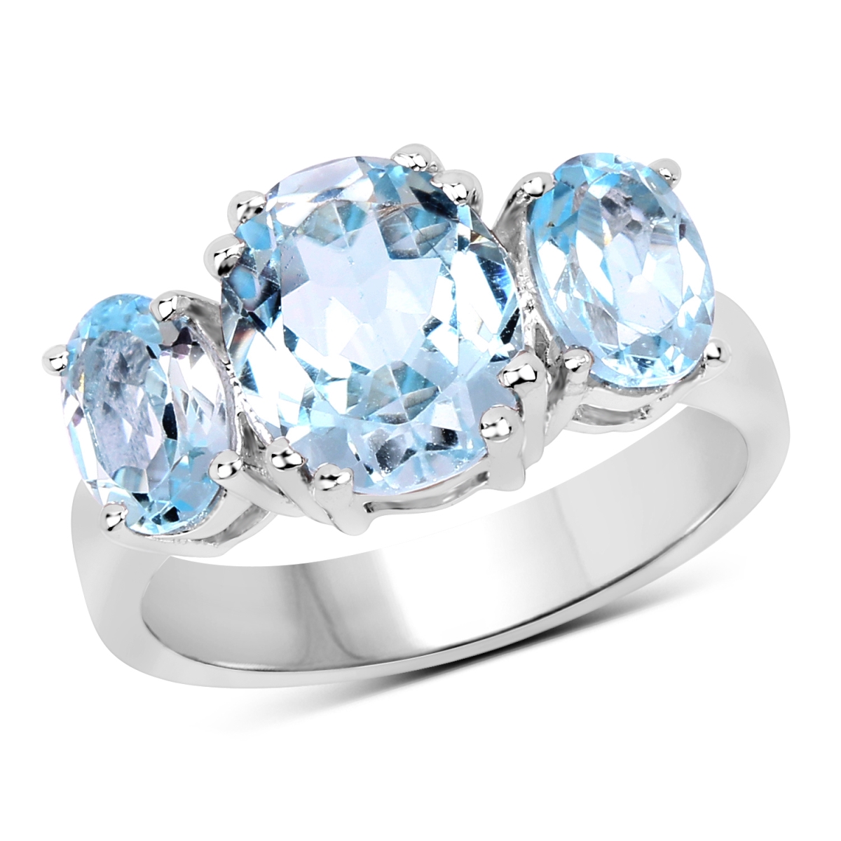 Picture of HauteFacets QR19066BT-SSR-8 0925 Carat Sterling Silver Oval Ring  Blue - Size 8