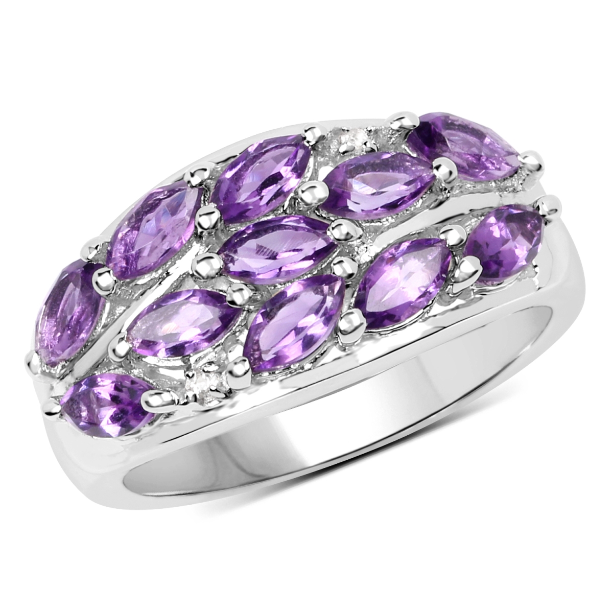 Picture of Malaika QR19070AWT-SSR-6 Sterling Silver Marquise Ring&#44; Purple - Size 6