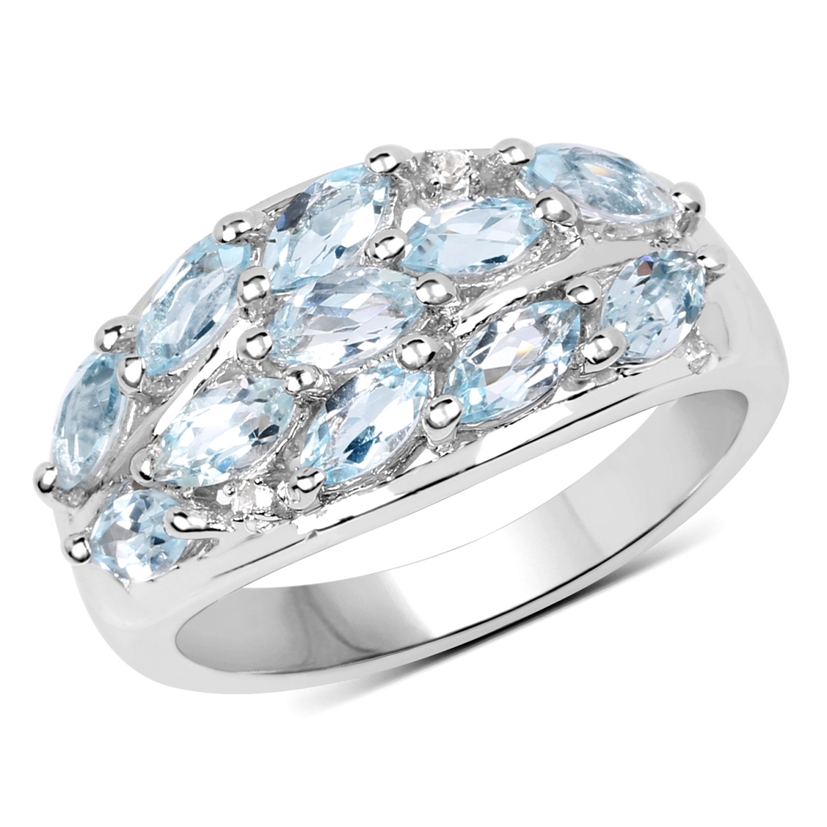 Picture of Malaika QR19070BTWT-SSR-6 Sterling Silver Marquise Ring&#44; Blue - Size 6