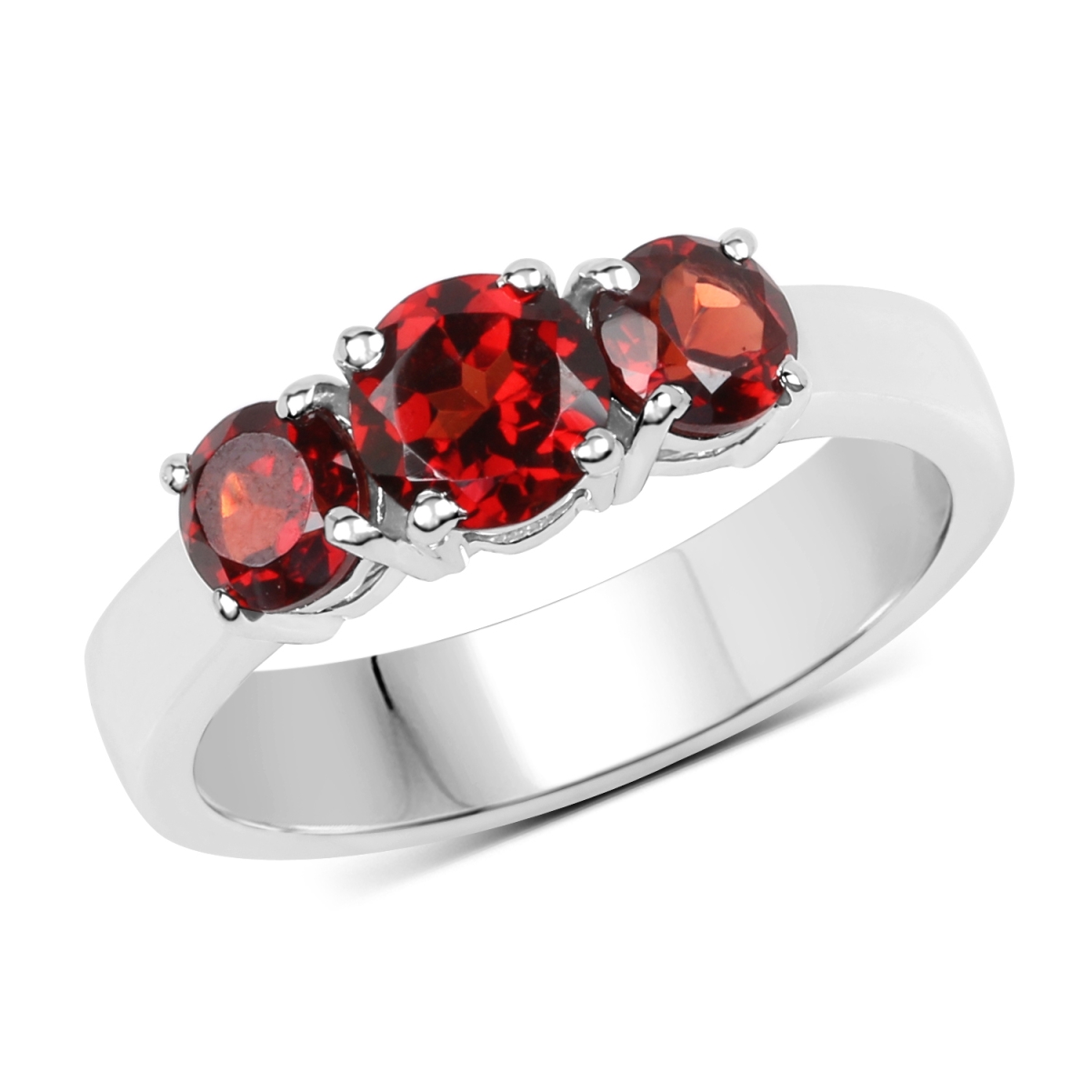 Picture of HauteFacets QR19101G-SSR-6 1.65 Carat Sterling Silver Round Ring with One Gems Stone  Red - Size 6