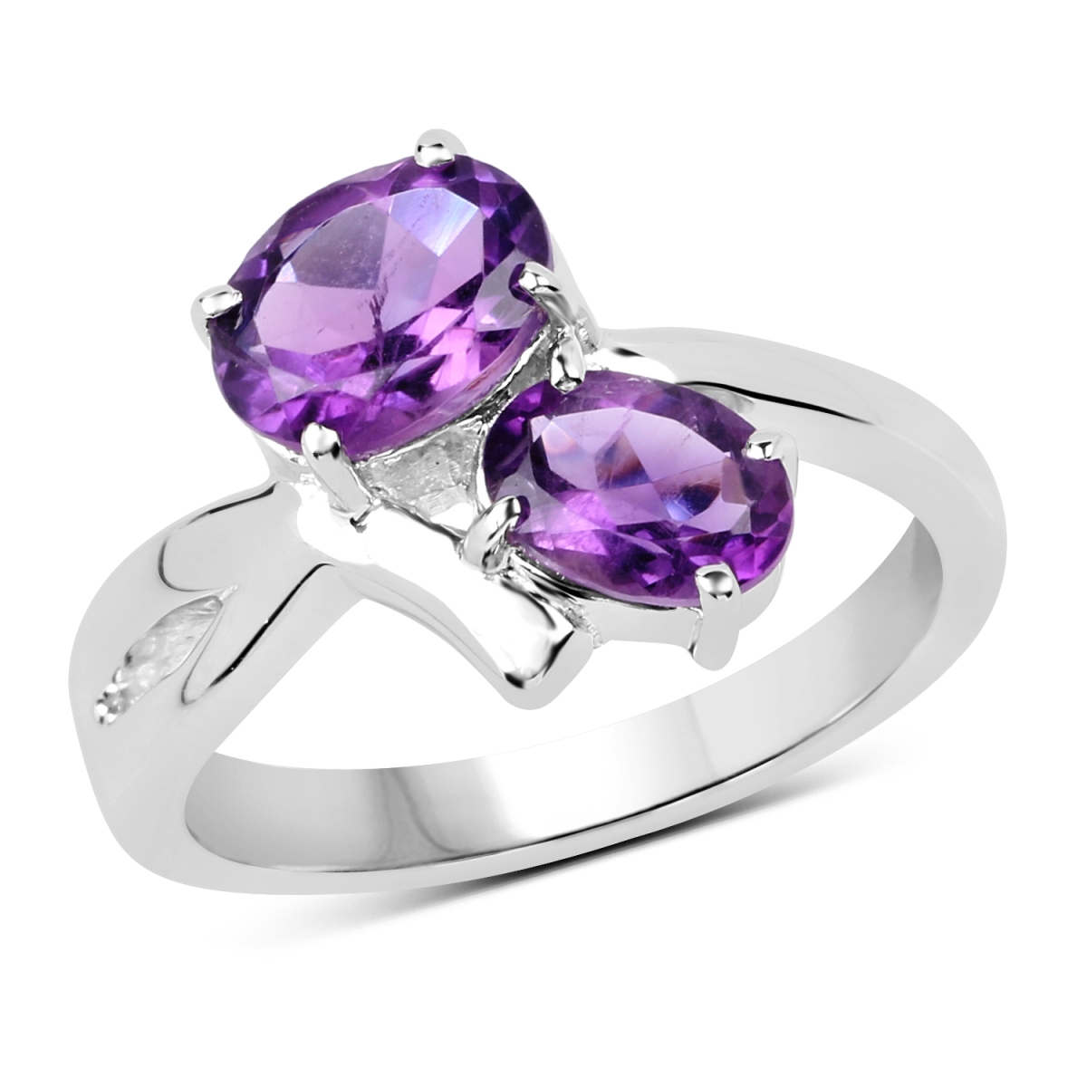 Picture of Malaika QR19104A-SSR-6 1.95 Carat Sterling Silver Oval Ring&#44; Purple - Size 6