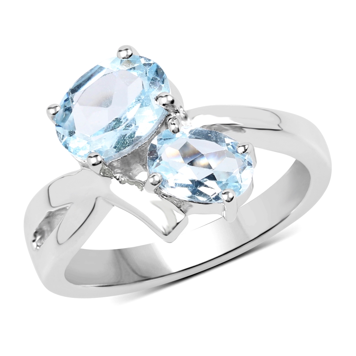 Picture of Malaika QR19104BT-SSR-6 2.55 Carat Sterling Silver Oval Ring&#44; Blue - Size 6