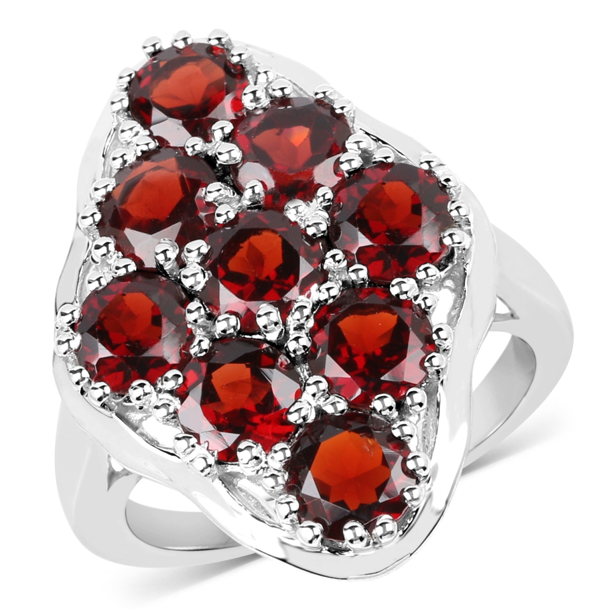 Picture of HauteFacets QR19136G-SSR-6 Sterling Silver Round Ring with One Gems Stone  Red - Size 6