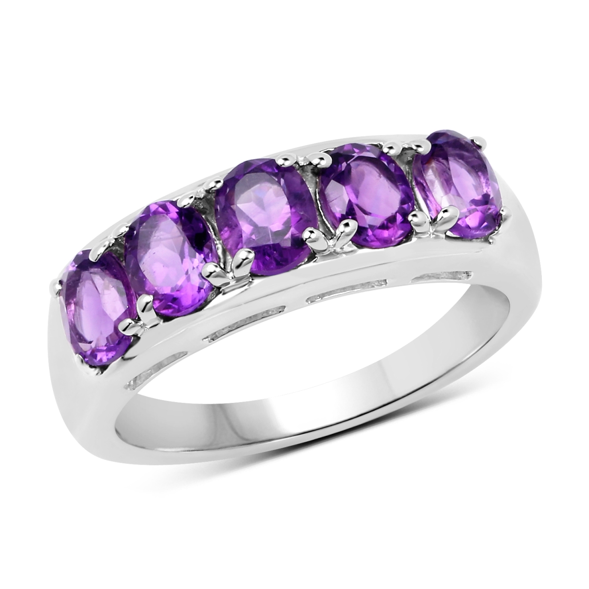 Picture of HauteFacets QR19153A-SSR-8 1.7 Carat Sterling Silver Oval Ring  Purple - Size 8