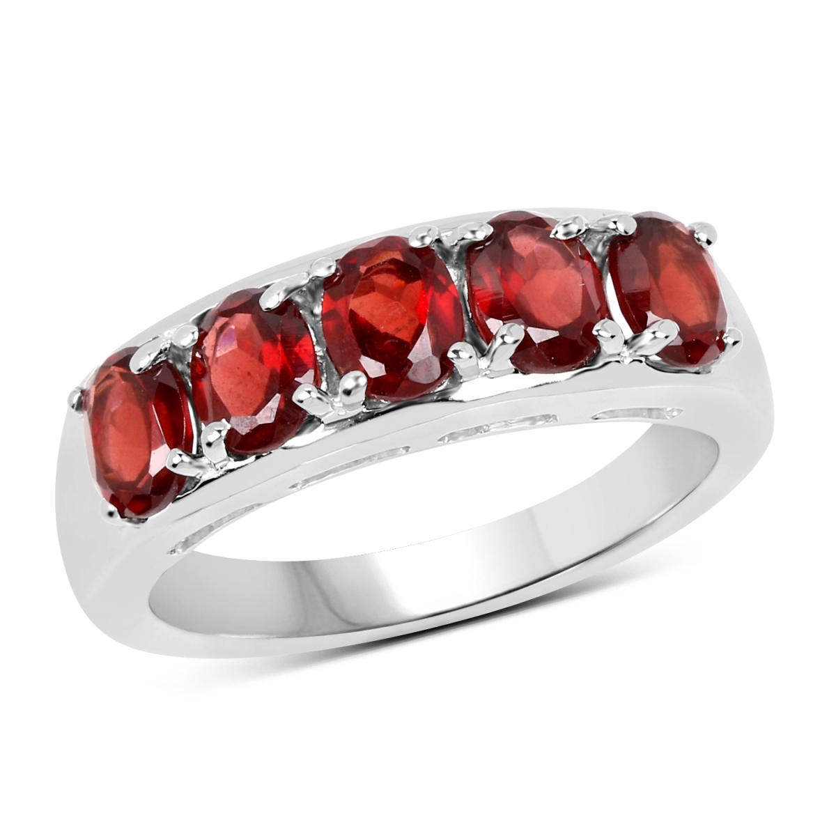 Picture of Malaika QR19153G-SSR-6 2.5 Carat Sterling Silver Oval Ring with One Gems Stone&#44; Red - Size 6