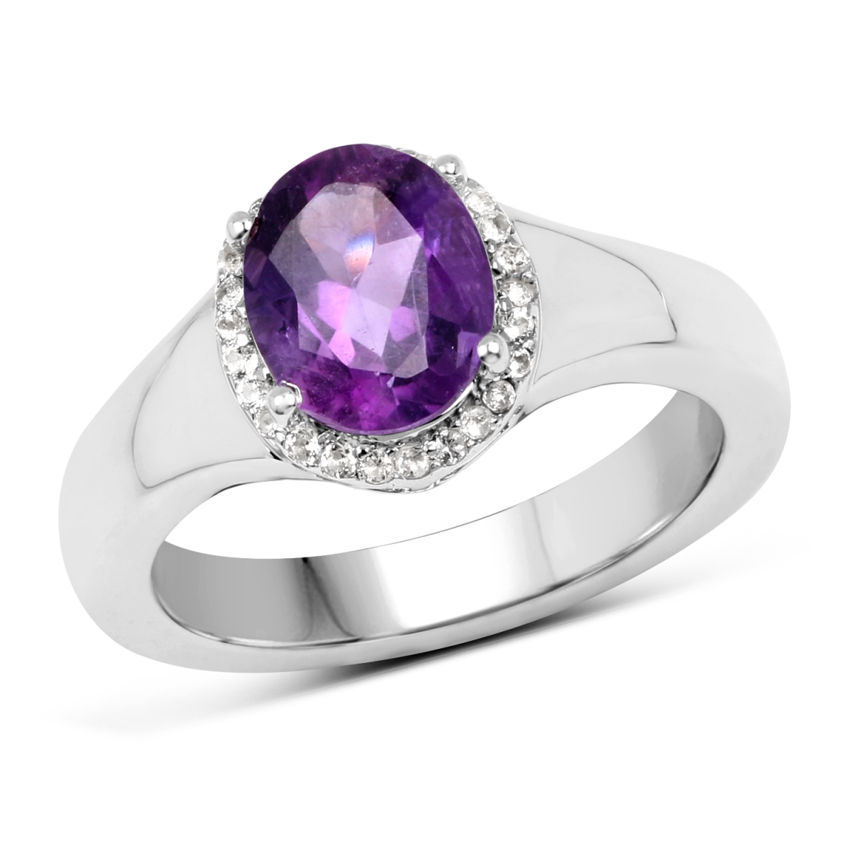 Picture of Malaika QR19154AWT-SSR-8 1.73 Carat Sterling Silver Oval Ring with Two Gems Stone&#44; Purple - Size 8