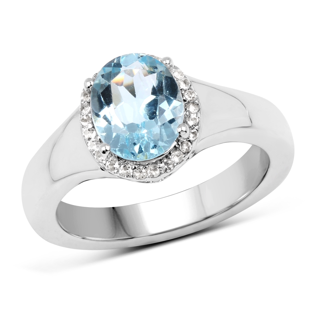 Picture of Malaika QR19154BTWT-SSR-8 925 Carat Sterling Silver Oval Ring&#44; Blue - Size 8