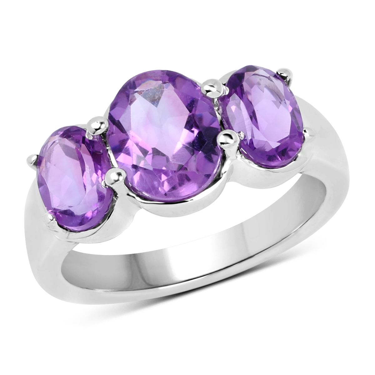 Picture of HauteFacets QR19155A-SSR-7 3.20 Carat Sterling Silver Oval Ring with One Gems Stone  Purple - Size 7