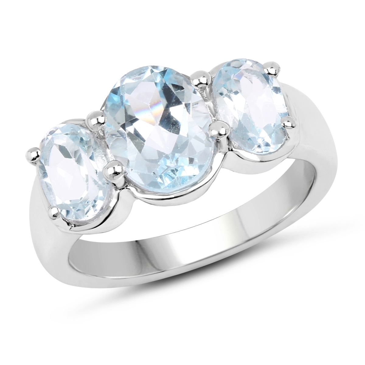 Picture of Malaika QR19155BT-SSR-6 4.4 Carat Sterling Silver Oval Ring&#44; Blue - Size 6