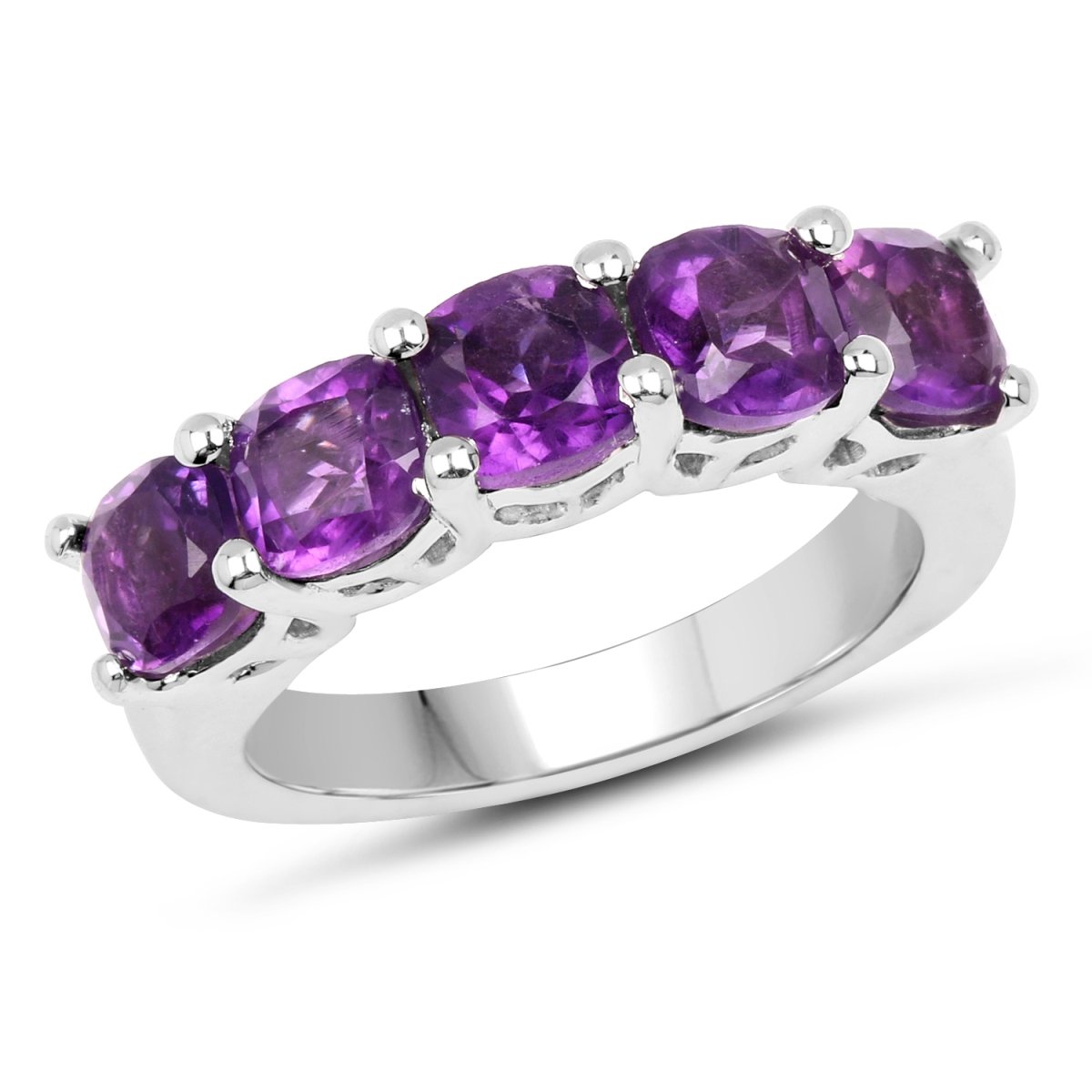 Picture of HauteFacets QR19156A-SSR-6 Sterling Silver Cushion Ring with One Gems Stone  Purple - Size 6