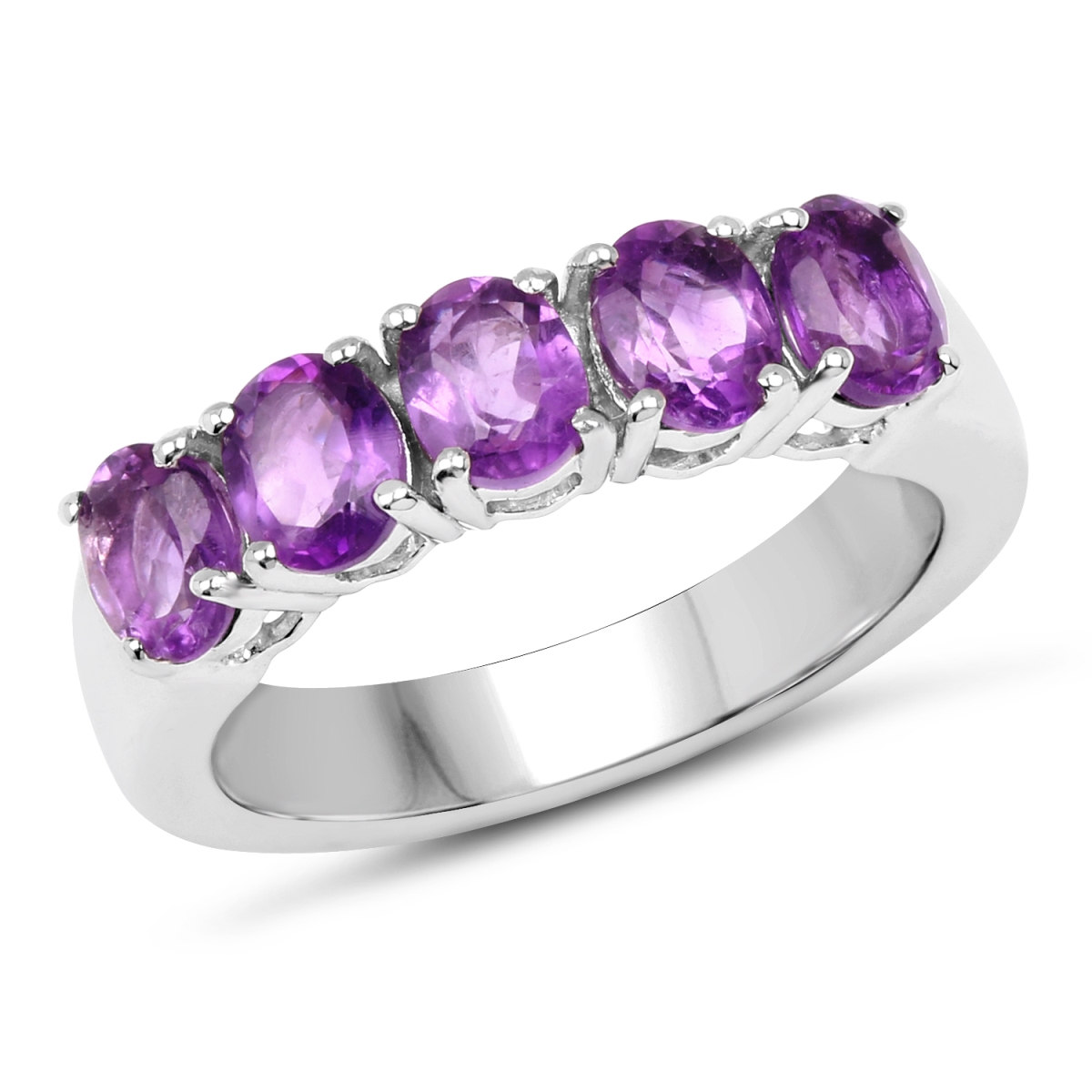 Picture of Malaika QR19159A-SSR-8 1.70 Carat Sterling Silver Oval Ring with One Gems Stone&#44; Purple - Size 8
