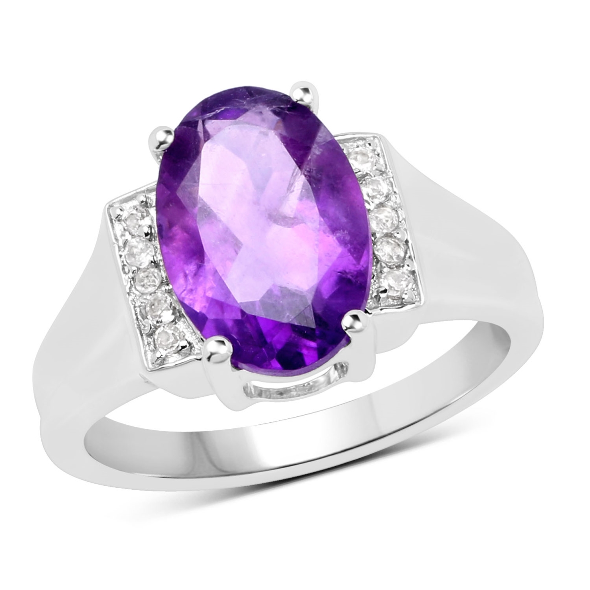 Picture of Malaika QR19164AWT-SSR-8 3.12 Carat Sterling Silver Oval Ring&#44; Purple - Size 8