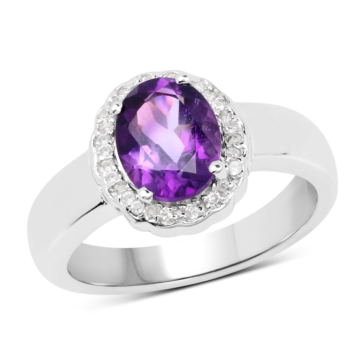 Picture of Malaika QR19165AWT-SSR-6 Sterling Silver Oval Ring with Two Gems Stone&#44; Purple - Size 6