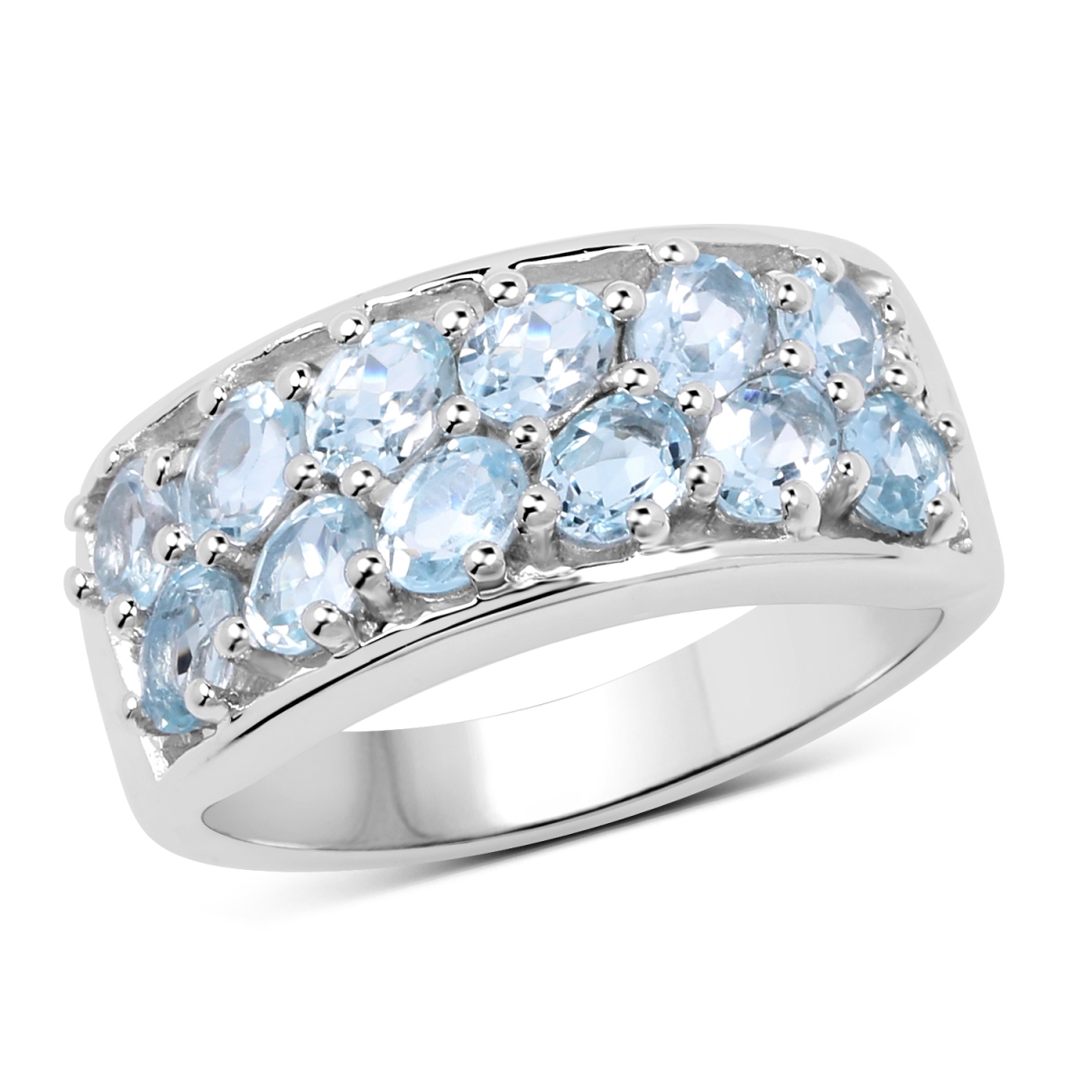 Picture of HauteFacets QR19166BT-SSR-7 Sterling Silver Oval Ring with One Gems Stone  Blue - Size 7