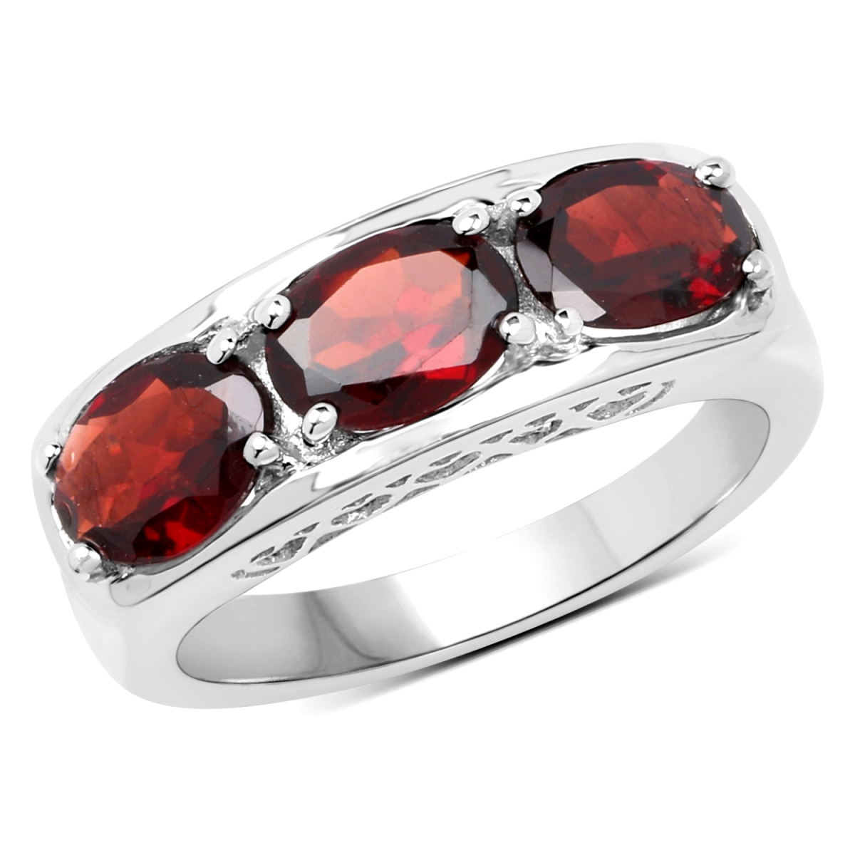 Picture of HauteFacets QR19168G-SSR-6 2.85 Carat Sterling Silver Oval Ring with One Gems Stone  Red - Size 6