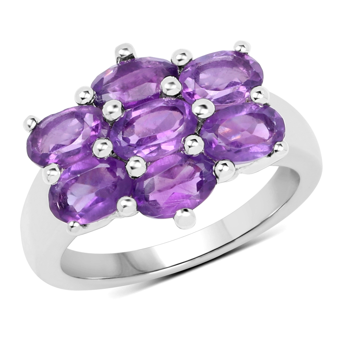 Picture of HauteFacets QR19175A-SSR-6 3.01 Carat Sterling Silver Oval Ring  Purple - Size 6