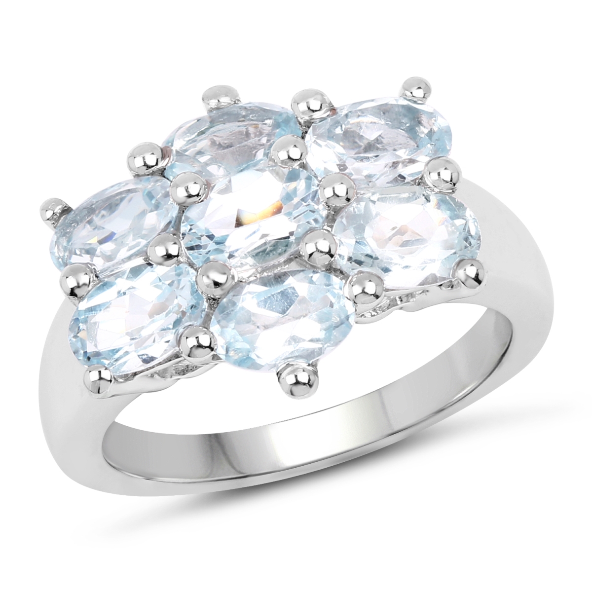 Picture of HauteFacets QR19175BT-SSR-6 3.57 Carat Sterling Silver Oval Ring  Blue - Size 6