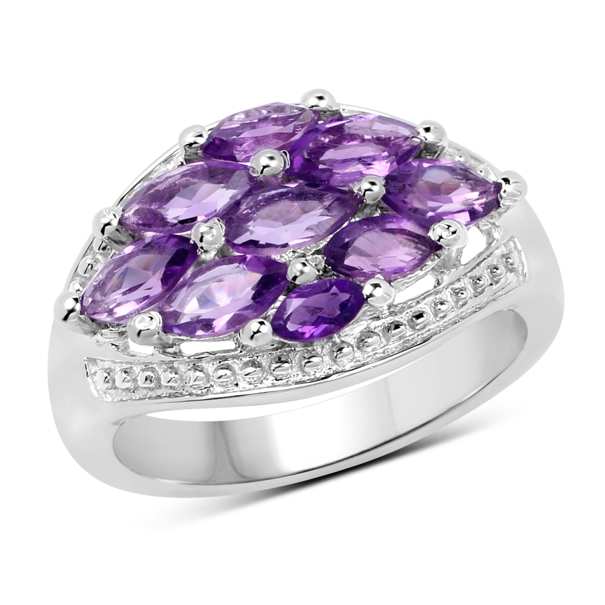 Picture of HauteFacets QR19176A-SSR-8 Amethyst Sterling Silver Marquise Ring  Purple - Size 8