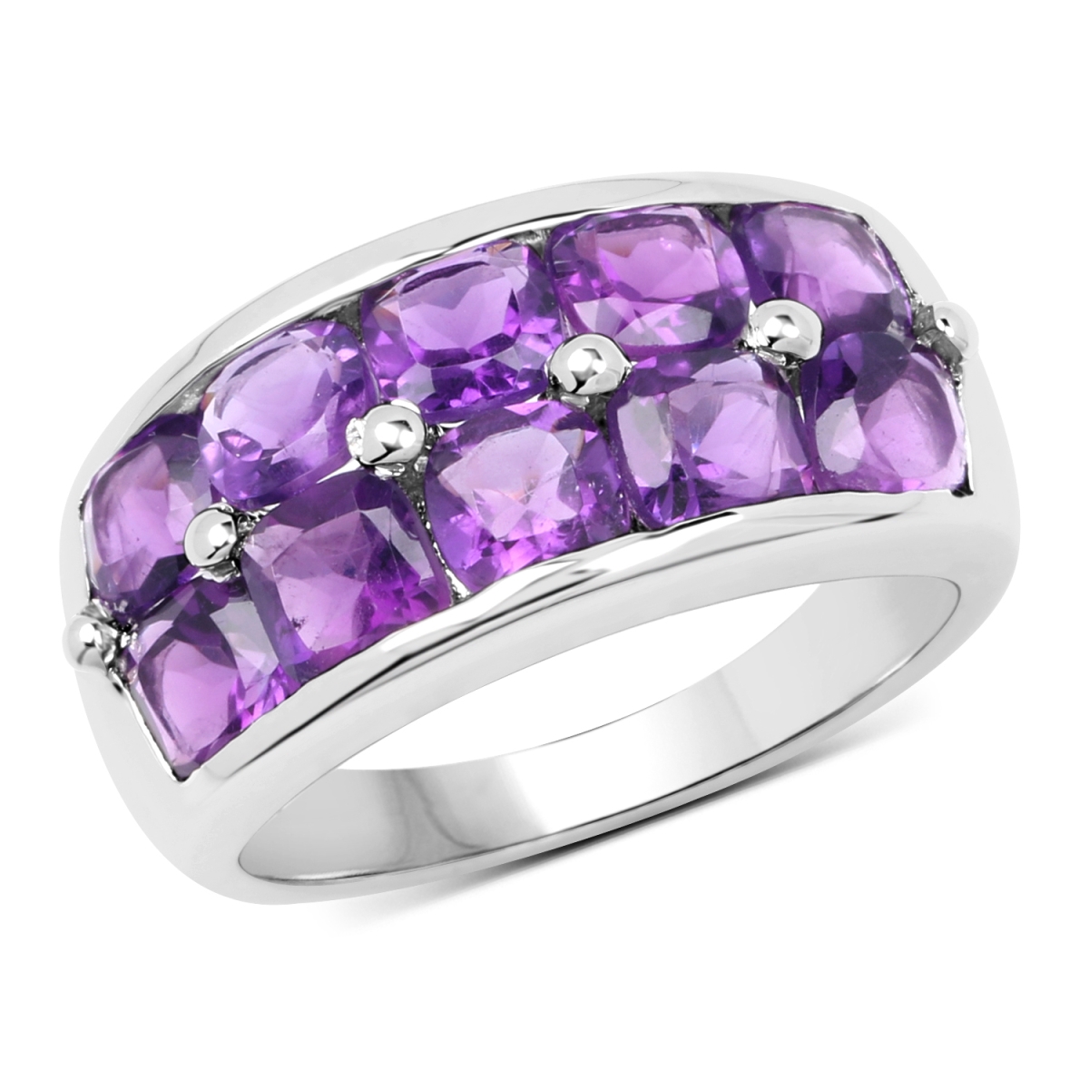Picture of HauteFacets QR19182A-SSR-8 4.2 Carat Sterling Silver Cushion Ring  Purple - Size 8