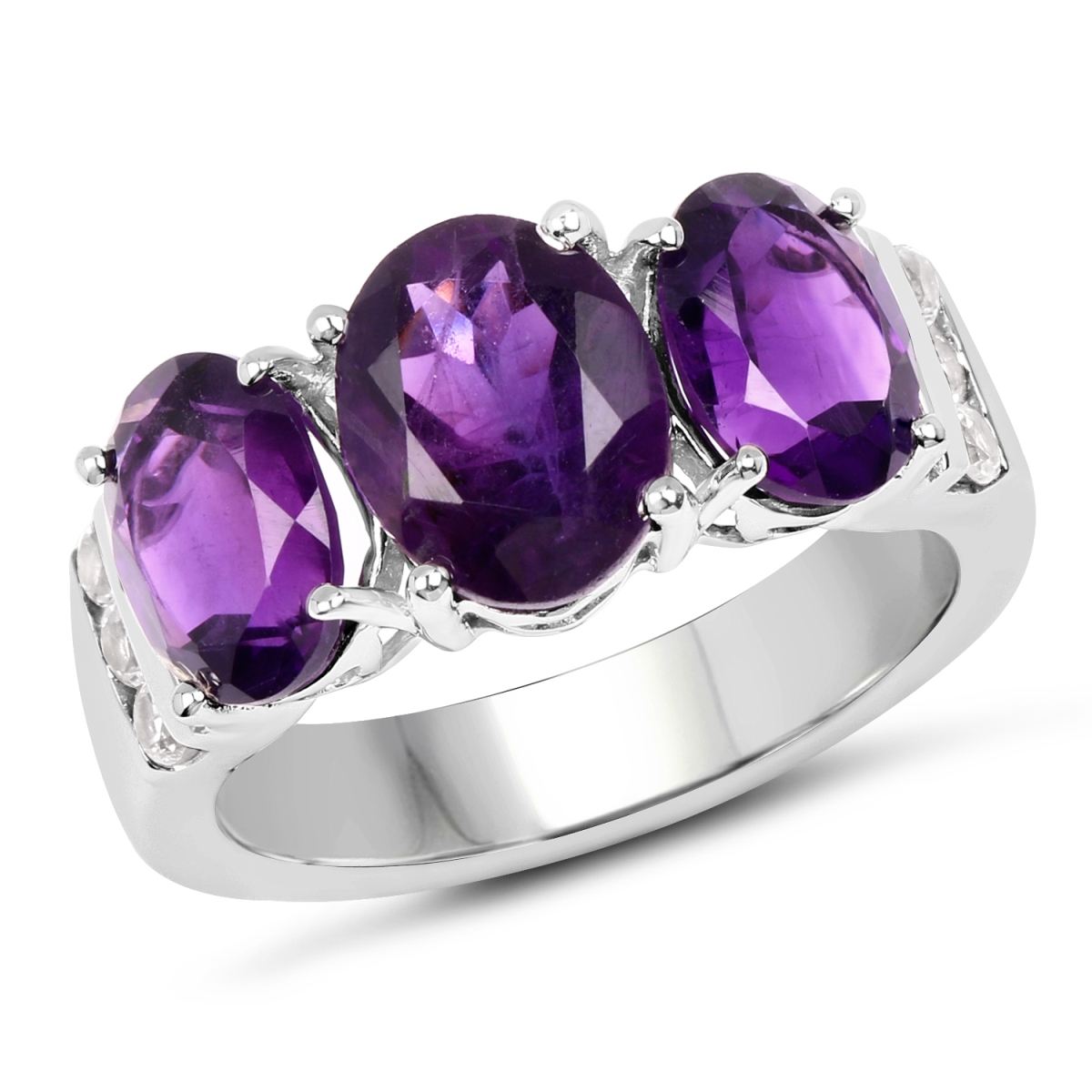 Picture of HauteFacets QR19183AWT-SSR-6 925 Carat Sterling Silver Oval Ring  Purple - Size 6