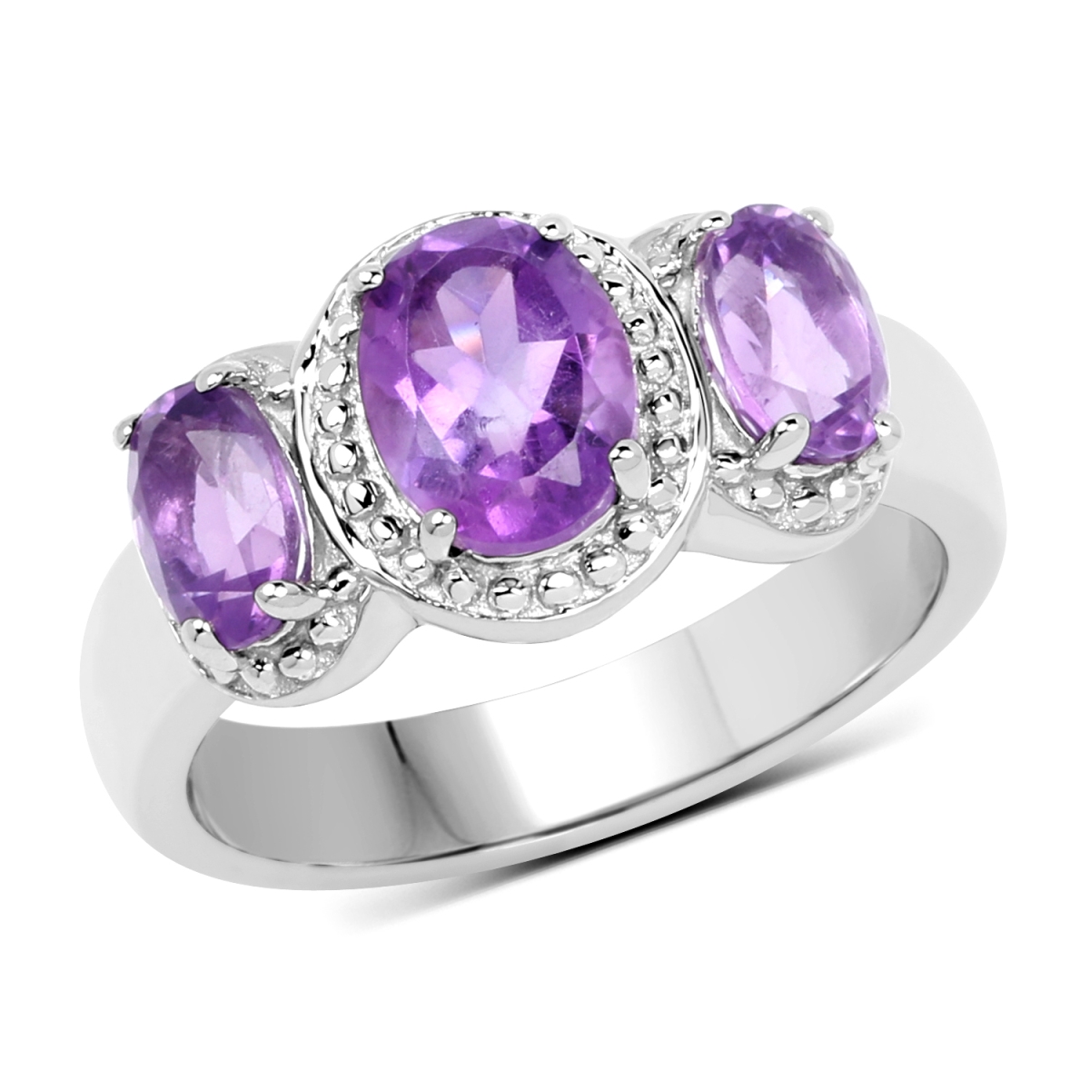 Picture of HauteFacets QR19201A-SSR-6 2.01 Carat Sterling Silver Oval Ring  Purple - Size 6