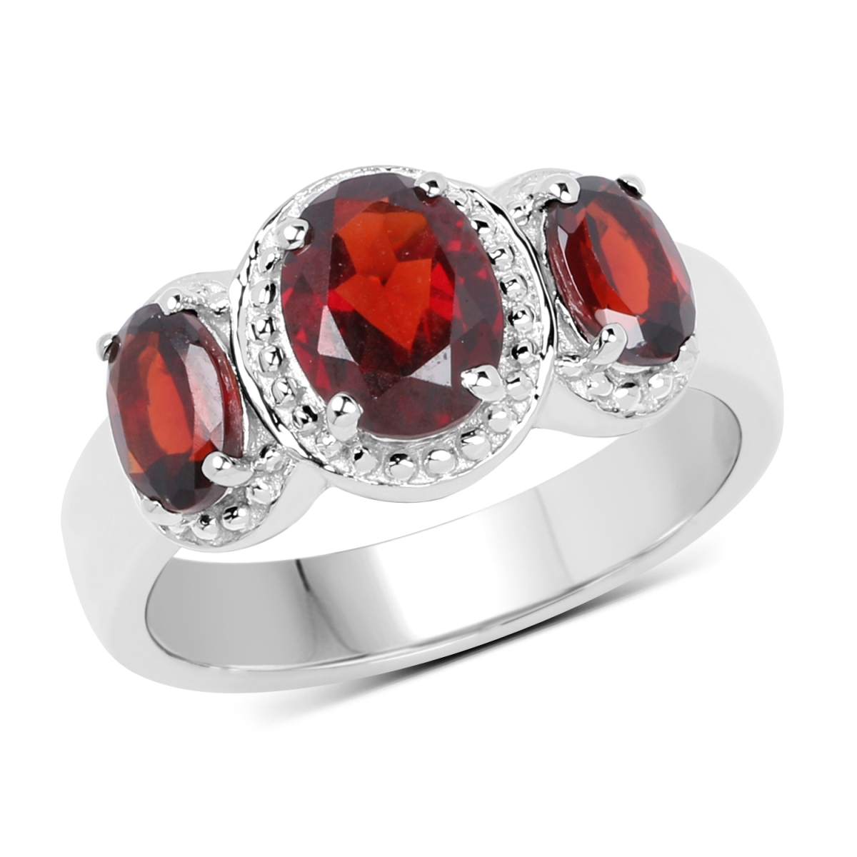 Picture of HauteFacets QR19201G-SSR-6 Sterling Silver Oval Ring with One Gems Stone  Red - Size 6