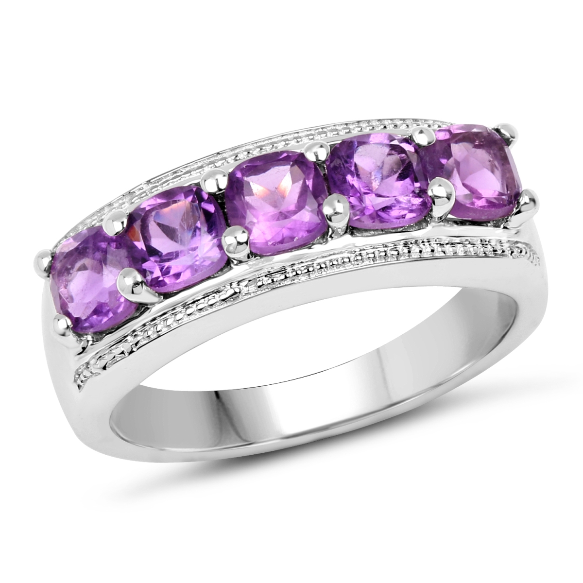 Picture of HauteFacets QR19202A-SSR-8 1.5 Carat Genuine Amethyst &amp; Sterling Silver Ring - Size 8